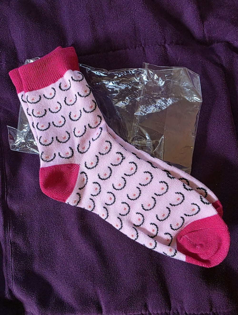 Pink Patterned Breast Socks with Hot Pink Accents
